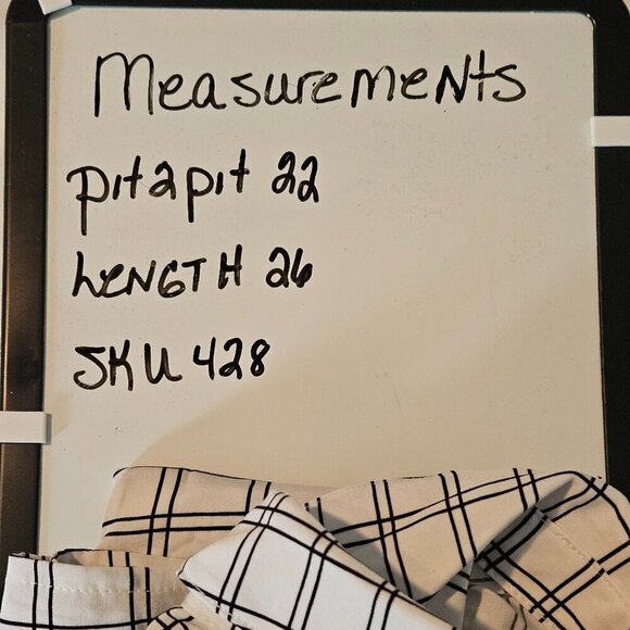 Notations sleeveless checkered collared blouse black white - Picture 6 of 6